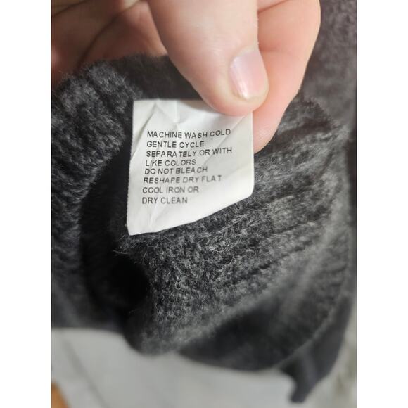 Briard Wool Blend Mock Neck Sweater Gray Knit Mens Large Italy - Picture 5 of 7